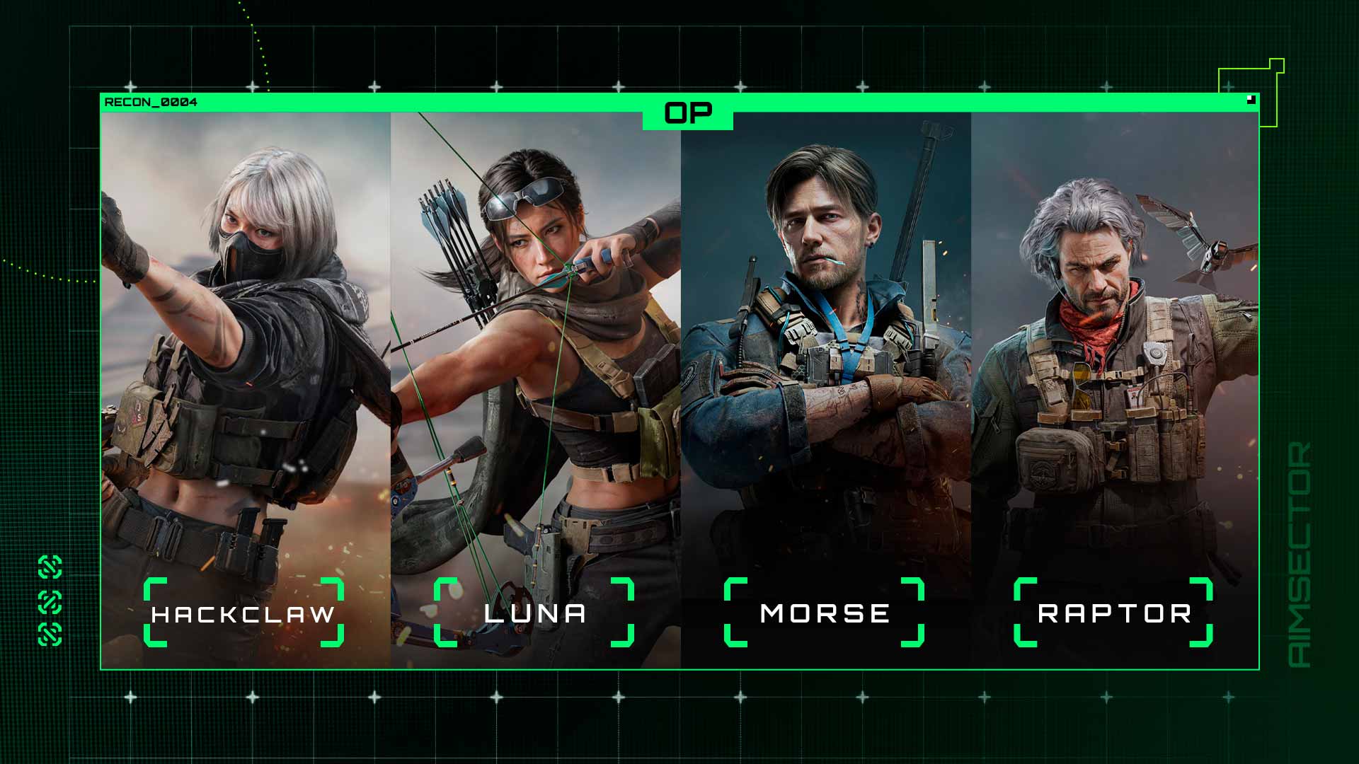 Delta Force Recon operators Hackclaw, Luna, Morse, and Raptor
