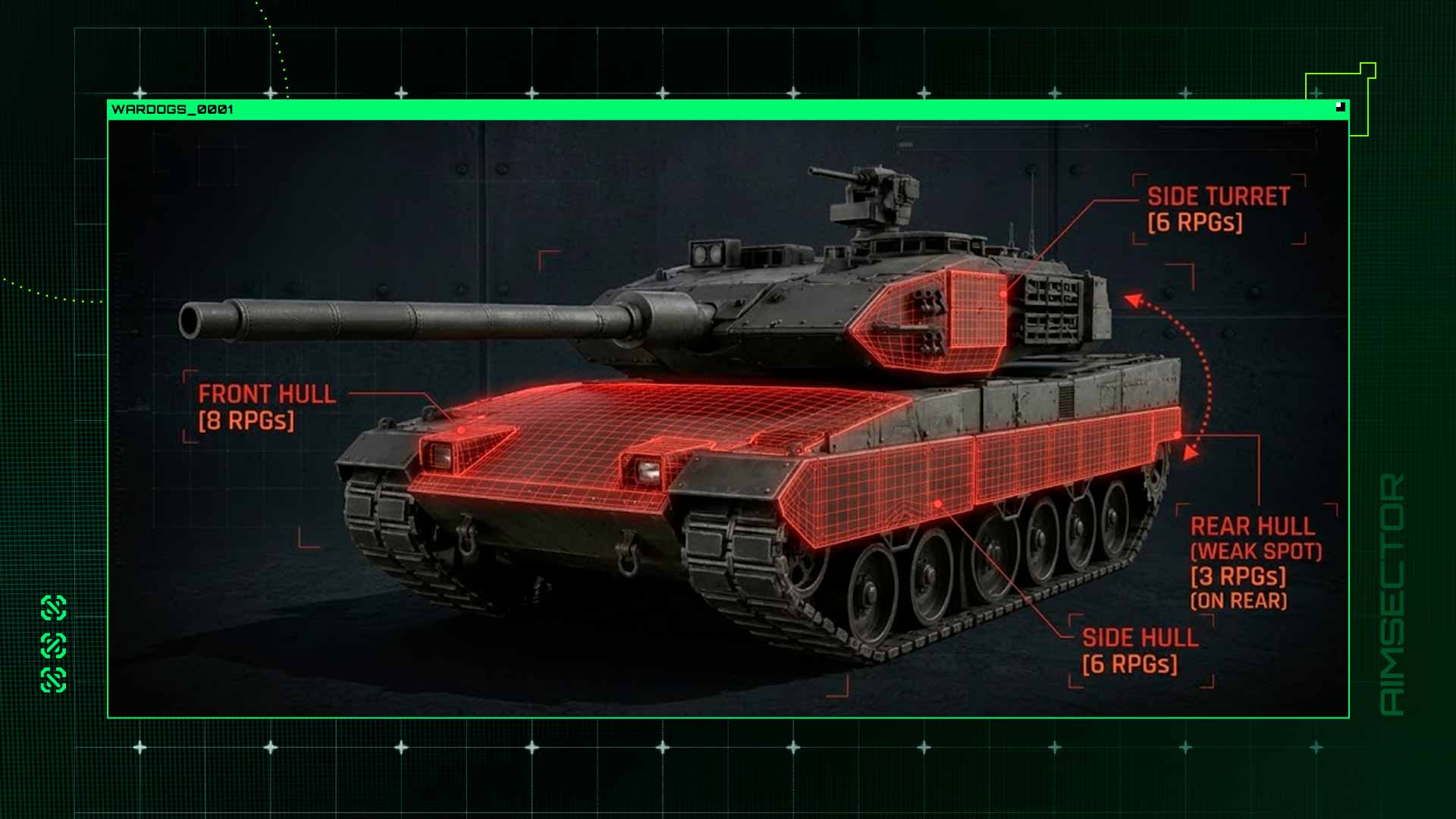 Wardogs L2A6 tank weak spots: rear hull, turret, side hull and front hull