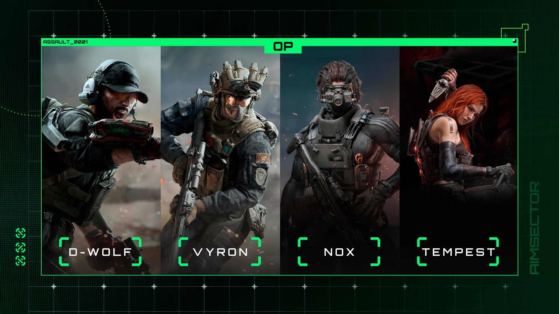 Delta Force Assault operators D-Wolf, Nox, Tempest, and Vyron